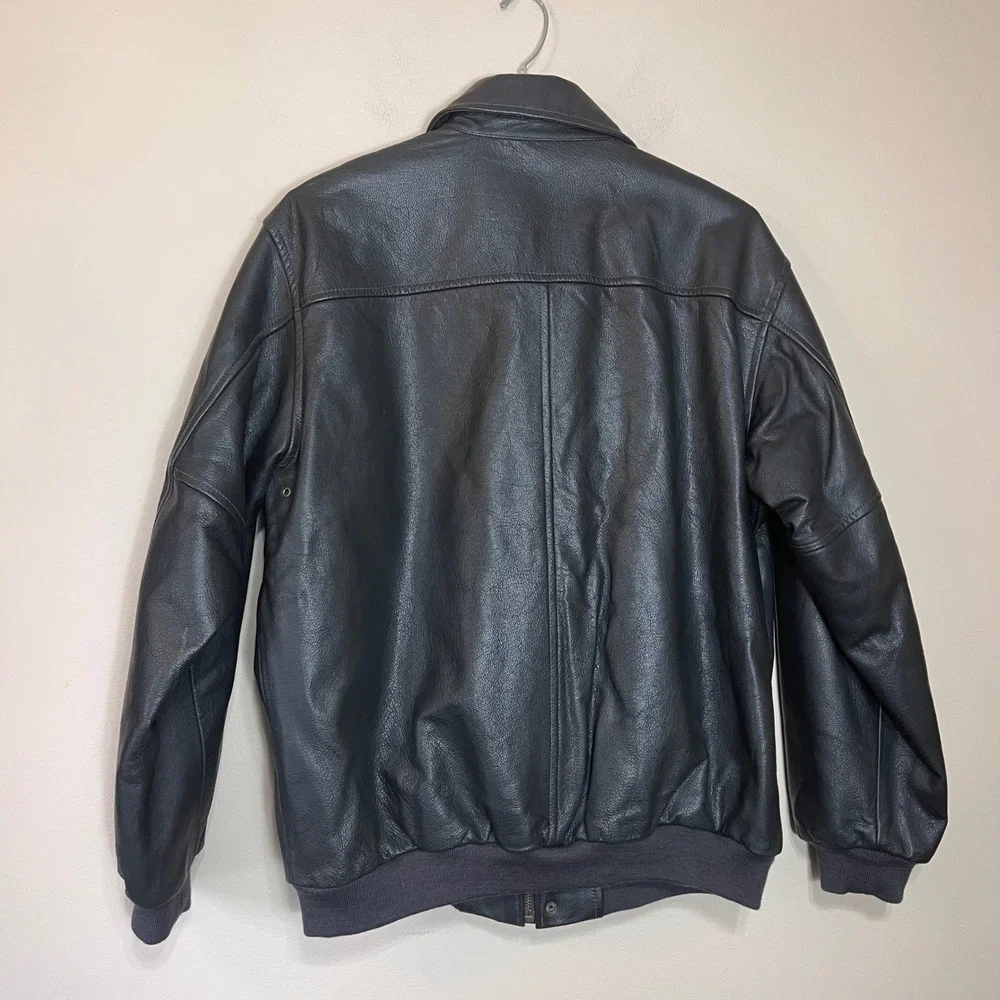 VTG LL Bean Flying Tiger Goatskin Leather‎ Bomber Jacket Dark Brown Mens XL Tall